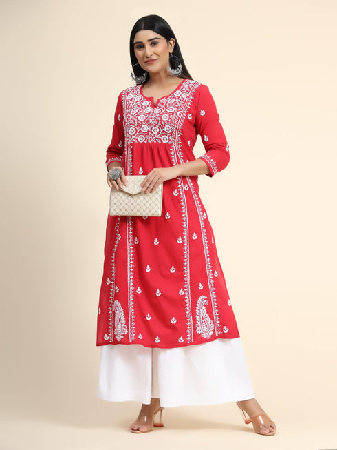 Hand Embroidery Chikankari Long Kurti for Women